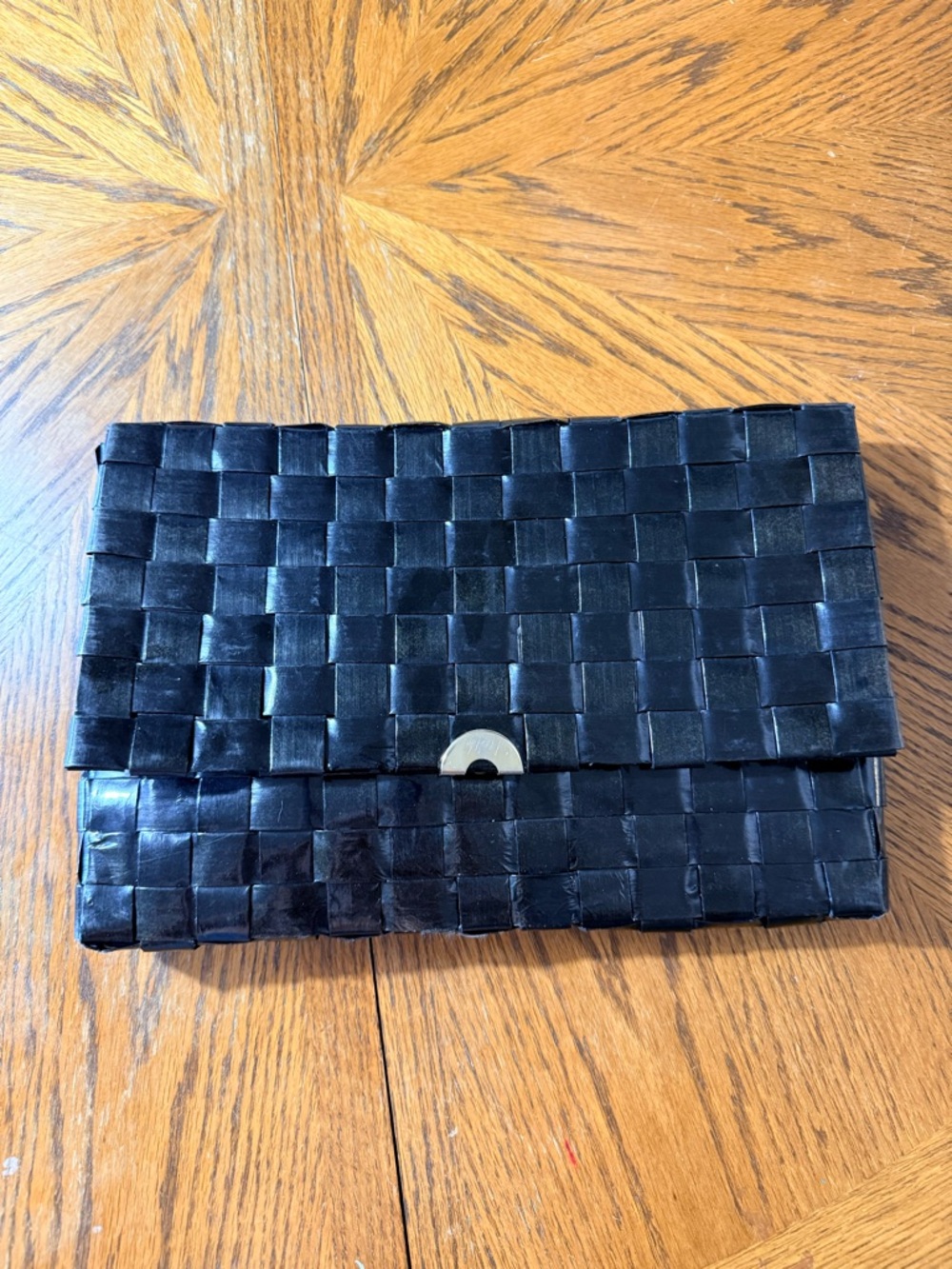 Vintage Valerie Black Woven Clutch